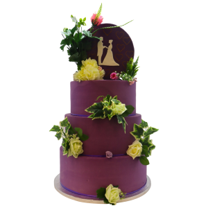 Lavender Dreams Floral Harmony Wedding Cake - WC58 - Hard Icing