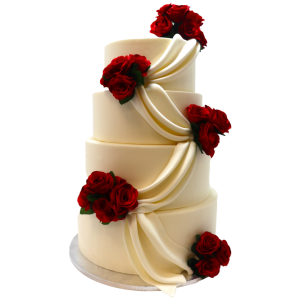 Rose Cascade Wedding Cake - WC59 - Hard Icing