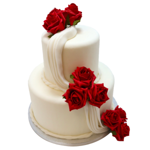 Veil & Roses Wedding Cake - WC64 - Hard Icing