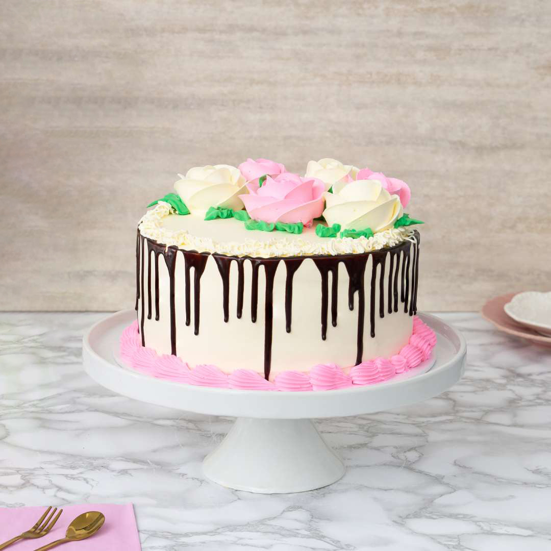 Available Same Day Floral Dripping Cake