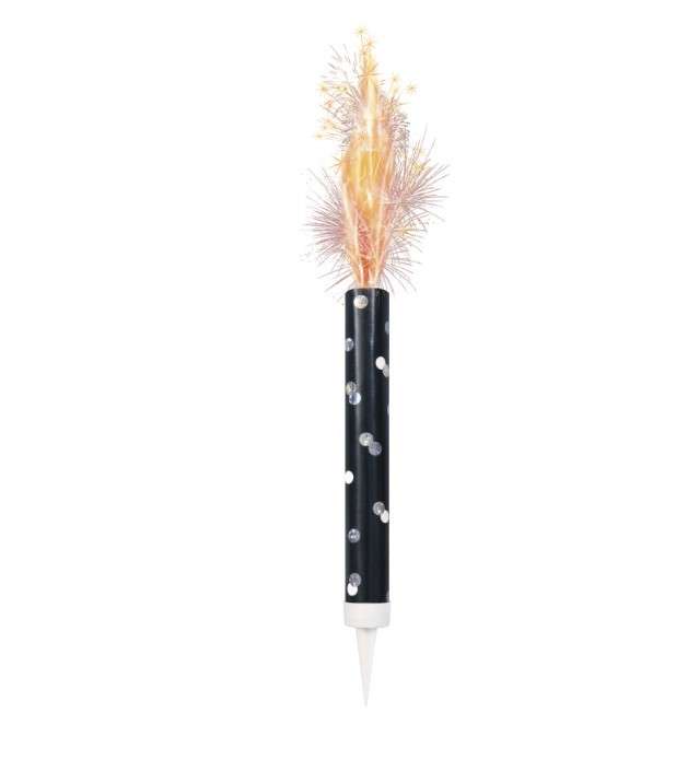 Black Glitz Fountain Candle 3pk