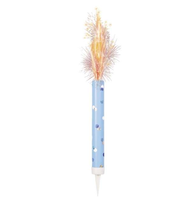 Blue Glitz Fountain Candle 3pk