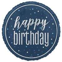 Blue Glitz Happy Birthday Balloon - 18" Inflated  | Cakes & Bakes | Cake Delivery