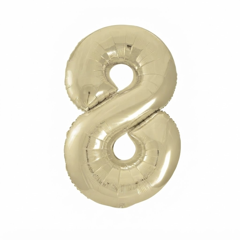 Gold Number 8 Foil Balloon - 34" Inflated