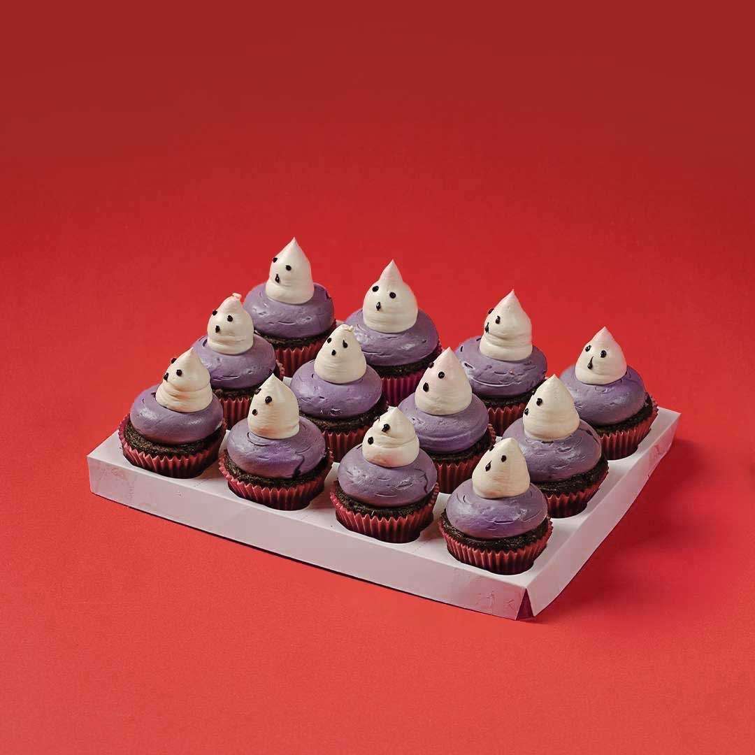 Halloween Purple Ghost Cupcakes