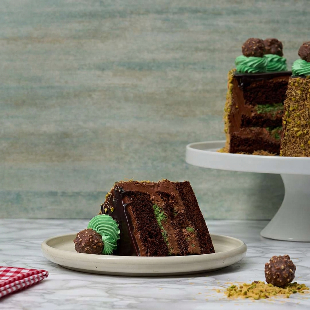 Pistachio Ferrero Rocher Cake